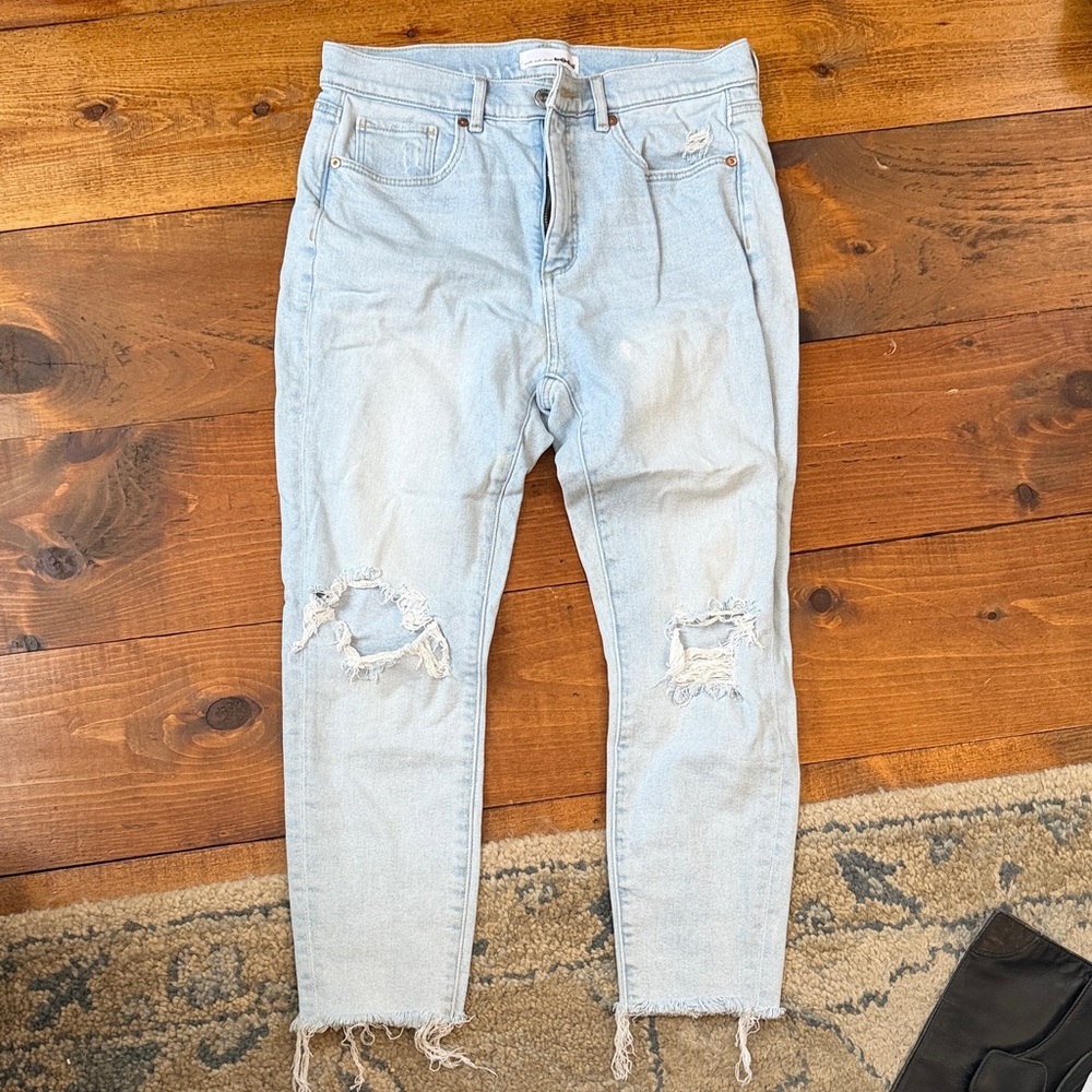 LOFT womens Light Blue Ripped Skinny Jeans